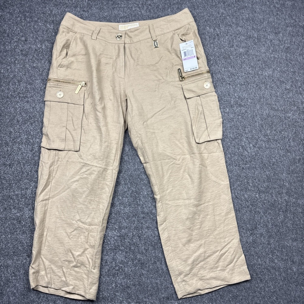 Michael Kors‎ Cargo Capri Pants Women 6 Toffee Cropped 30x23 NWT